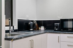 Fridge, microwave, dishwasher, toaster