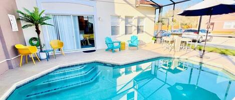 Piscine extérieure, piscine chauffée