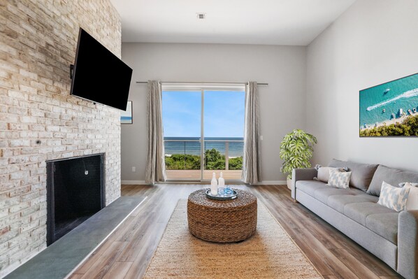 Premium-Apartment, 1 Schlafzimmer, Meerblick | Wohnbereich