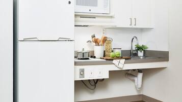 Fridge, microwave, stovetop, freezer