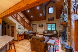 Télévision, cheminée, jeux vidéo, chaîne hi-fi