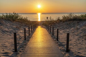 On the beach, white sand
