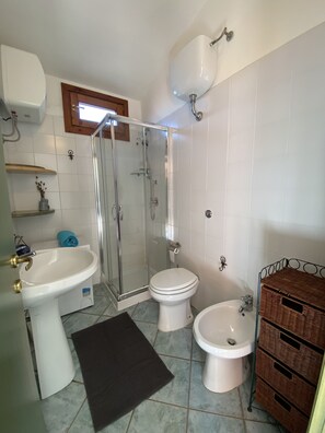 Shower, bidet, towels