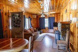 Televisión y chimenea 