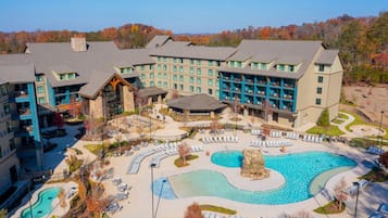 Indoor pool, seasonal outdoor pool, sun loungers, lifeguards on site