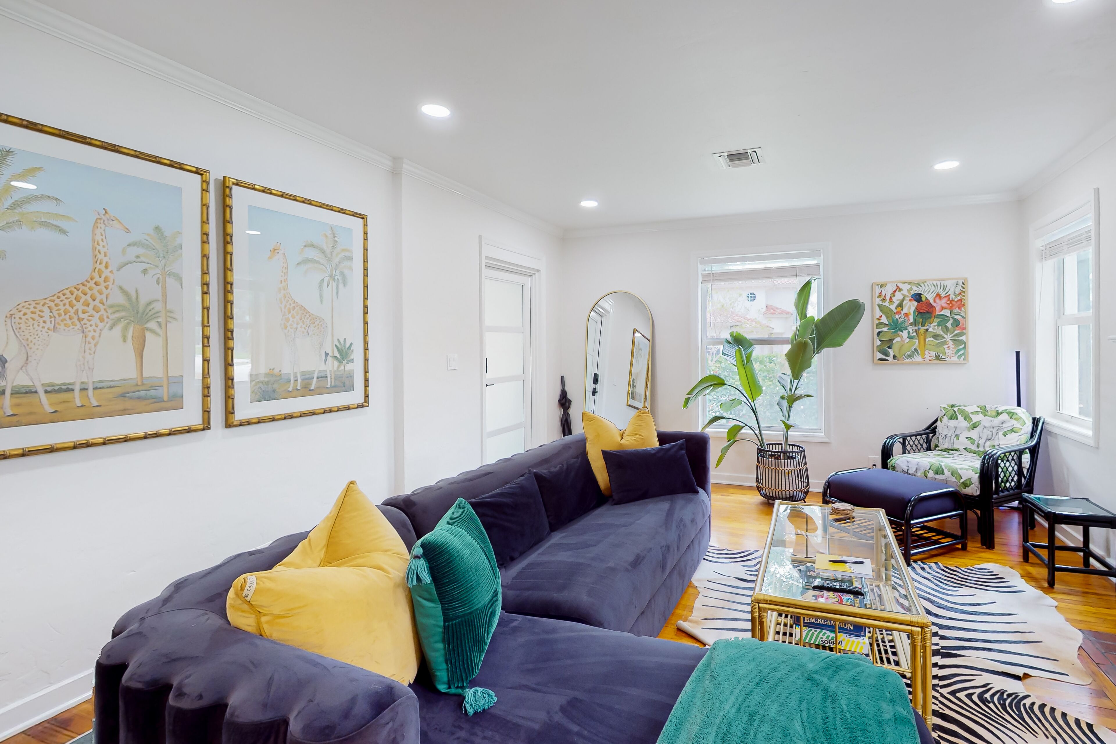 Charming, dog-friendly home with firepit, enclosed yard, AC, & W/D