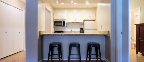 Fridge, microwave, oven, dishwasher