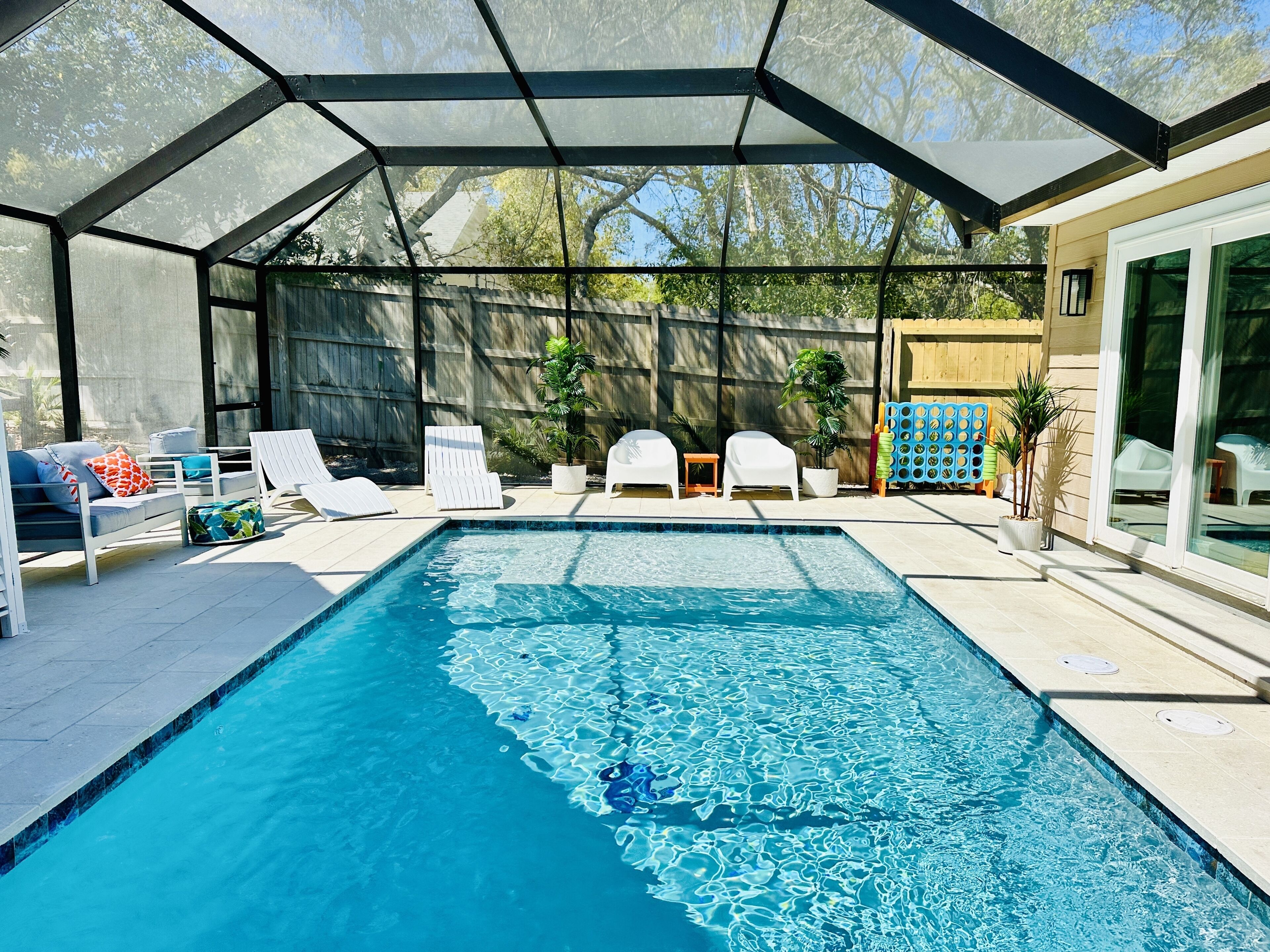 Piscine extérieure, piscine chauffée
