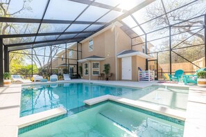 Outdoor pool, a heated pool - 2 LUX homes-1 PERFECT location -14BD/10BA-Heated Pool-WALK to beach-10 min to DT (St. Augustine)