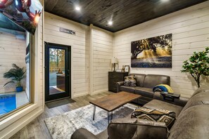 Smart TV, fireplace, video games, stereo