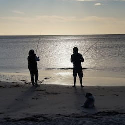 On the beach, white sand