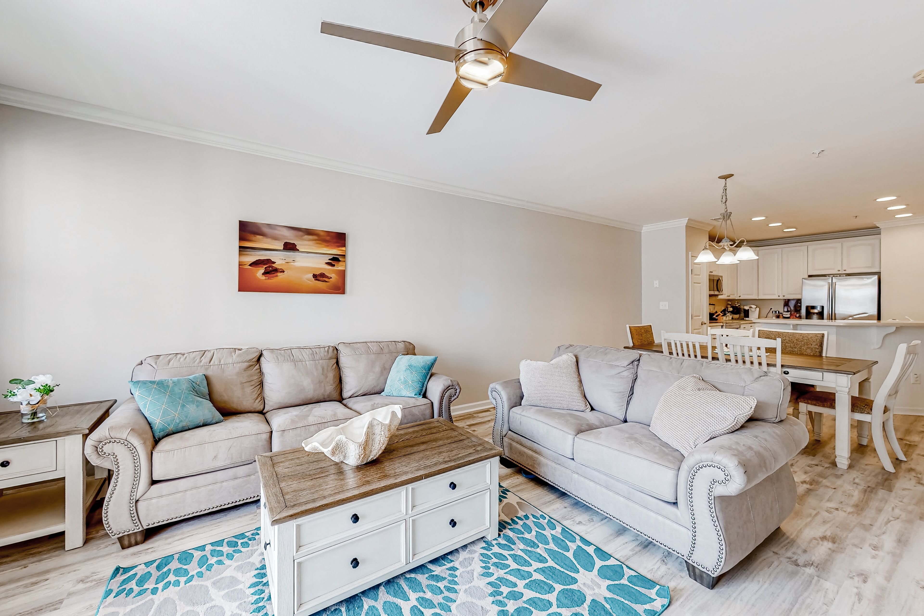 Stylish, single-level condo with pools, a picnic area, & private beach access