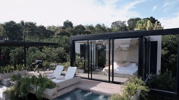 Deluxe-Villa, 1 Schlafzimmer, eigener Pool, Bergblick | 1 Schlafzimmer, Bettwäsche aus ägyptischer Baumwolle