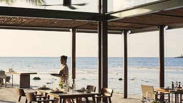 Breakfast, lunch, dinner served; beach views