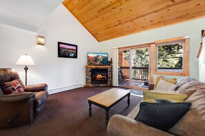 Smart TV, fireplace, DVD player, video library