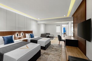 Egyptian cotton sheets, premium bedding, memory foam beds, free minibar