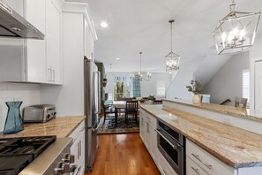 Counterspace galore in updated kitchen.