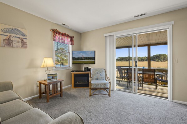 Flat-screen TV, video games, DVD player