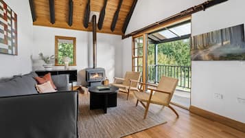 Una televisión, una chimenea