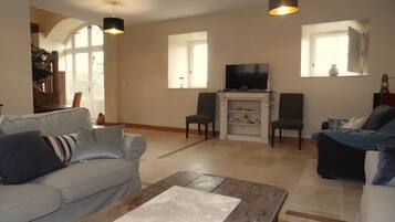 Televisión y chimenea