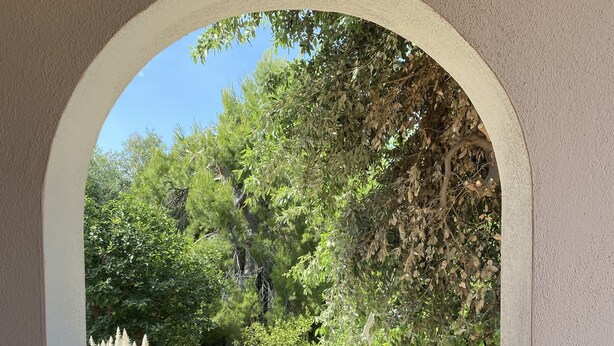 A window with a white frame and a planter filled with purple flowers. - Villa nestled in the countryside, within walking distance of the sea! (Rodi Garganico, Puglia)