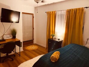 2 bedrooms, iron/ironing board, travel crib, WiFi
