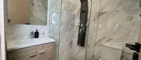 Shower, hair dryer