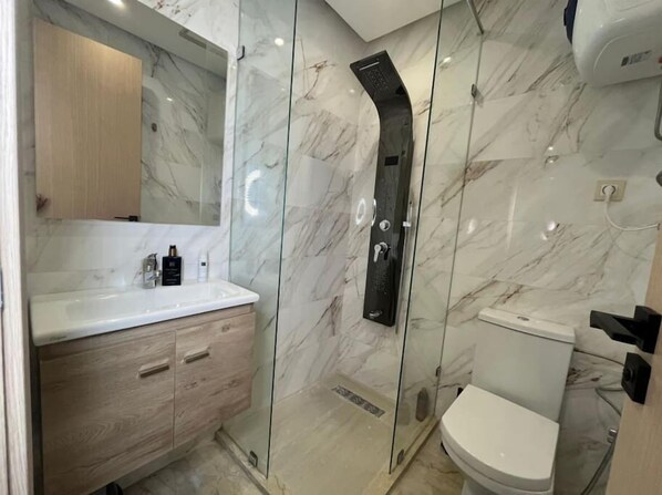 Shower, hair dryer