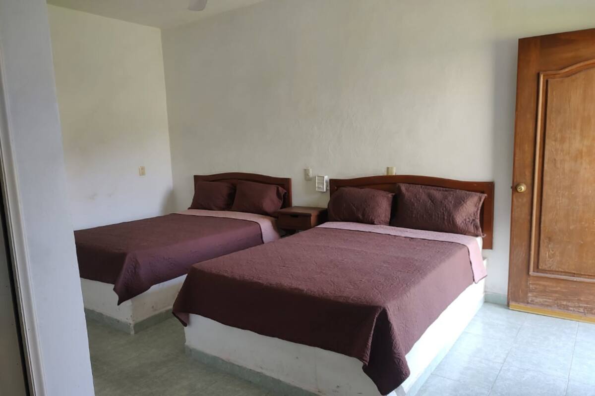 Habitación básica, 2 camas matrimoniales | Wifi gratis y ropa de cama