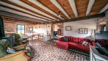 Smart TV, fireplace, video games, books