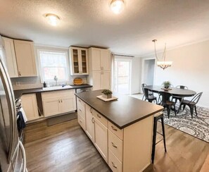 Microwave, toaster, cookware/dishes/utensils