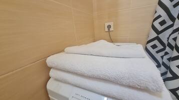 Haartrockner, Handtücher, Seife, Toilettenpapier