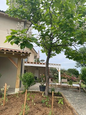 Terrace/patio - Accomodation, bed and breakfast, equestrian reception Chemin de St Jacques Flamarens Gers (Flamarens)