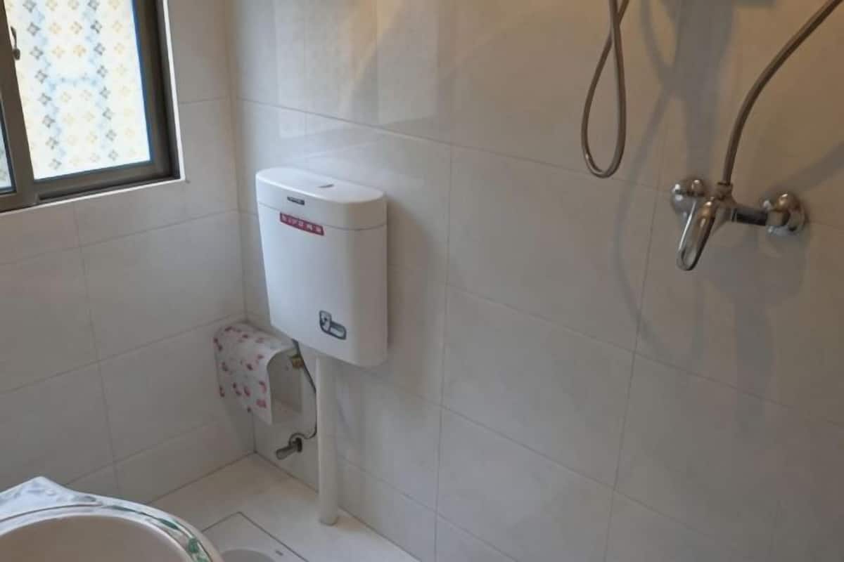 A bathroom with a toilet, bidet, and shower.