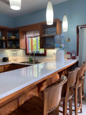 Fridge, microwave, oven, stovetop - The Wave @ The Blue Bahia Resort in Sandy Bay (Roatan)