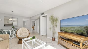 Flat-screen TV, DVD player