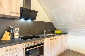 Fridge, microwave, oven, stovetop - Apartment 'Furtwengler' with Private Garden, Balcony and Wi-Fi (Oberharmersbach)