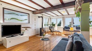 Fernseher, Kamin, DVD-Player, Stereoanlage