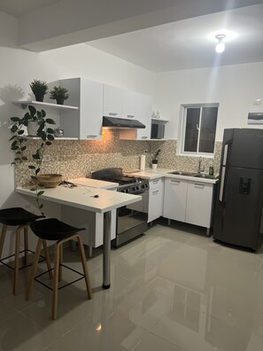 Kühlschrank, Mikrowelle, Ofen, Herdplatte