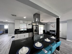 Fridge, microwave, oven, dishwasher