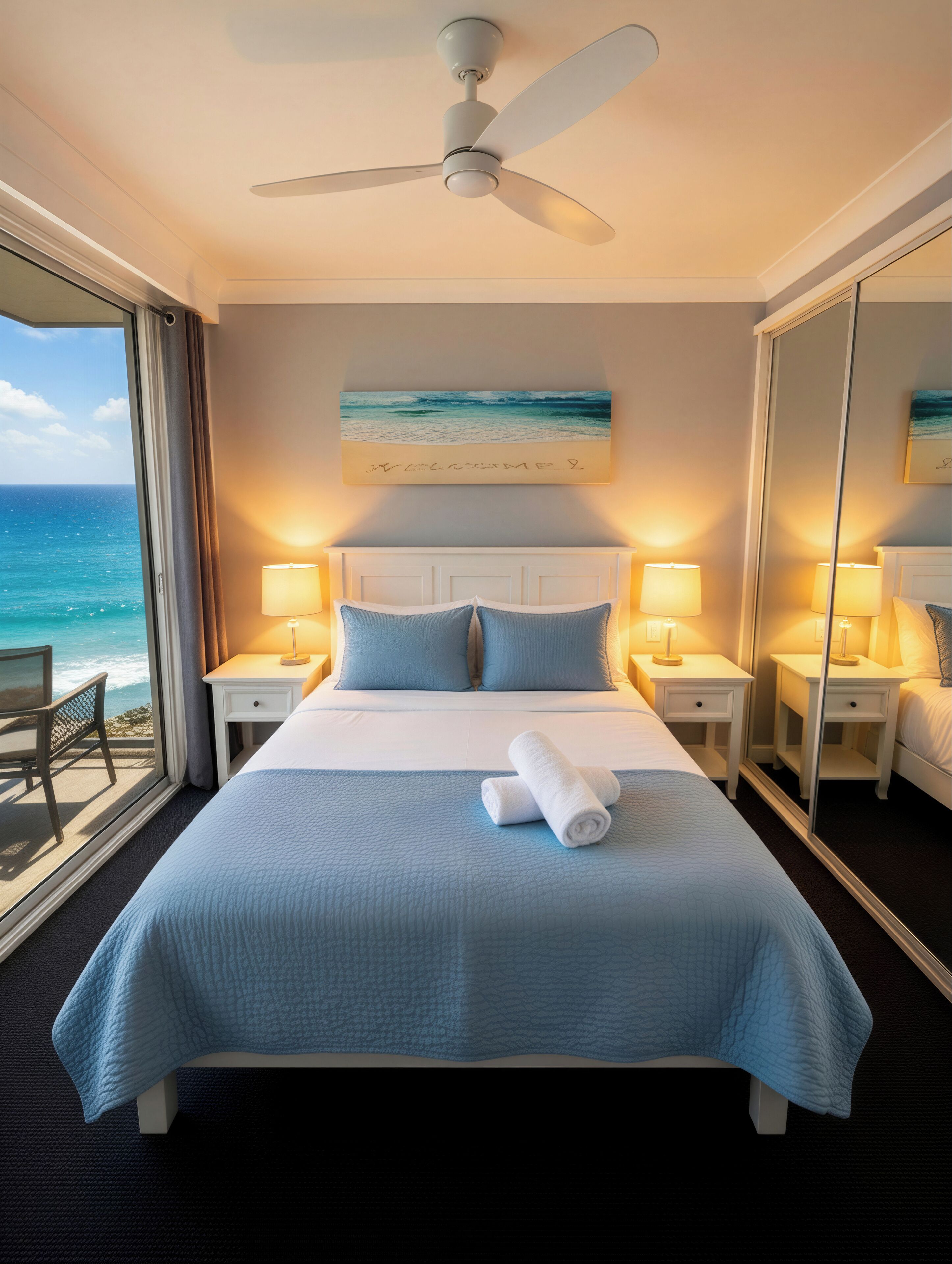 2 bedrooms, desk, iron/ironing board, travel cot