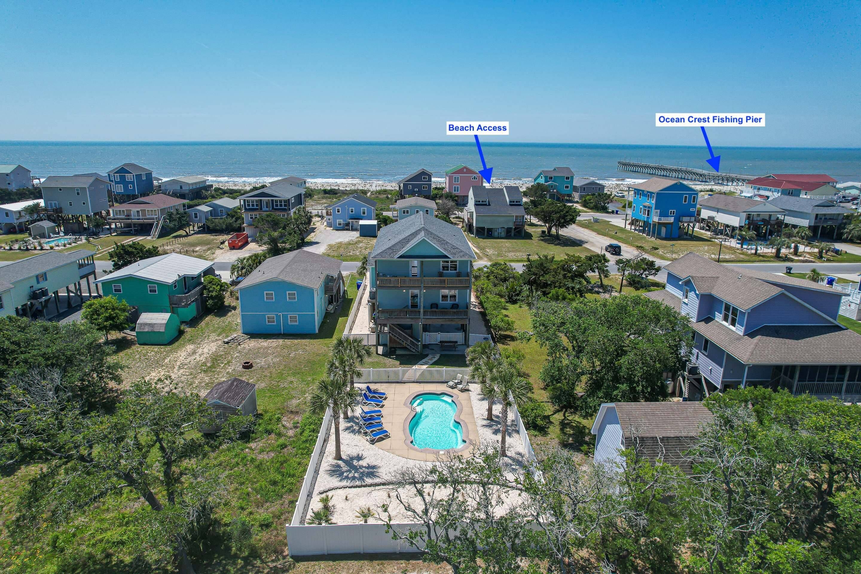 Ocean View - Private Pool, Fenced In - 1 Block from Pier- Elevator