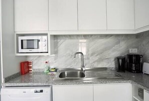 Fridge, microwave, oven, dishwasher