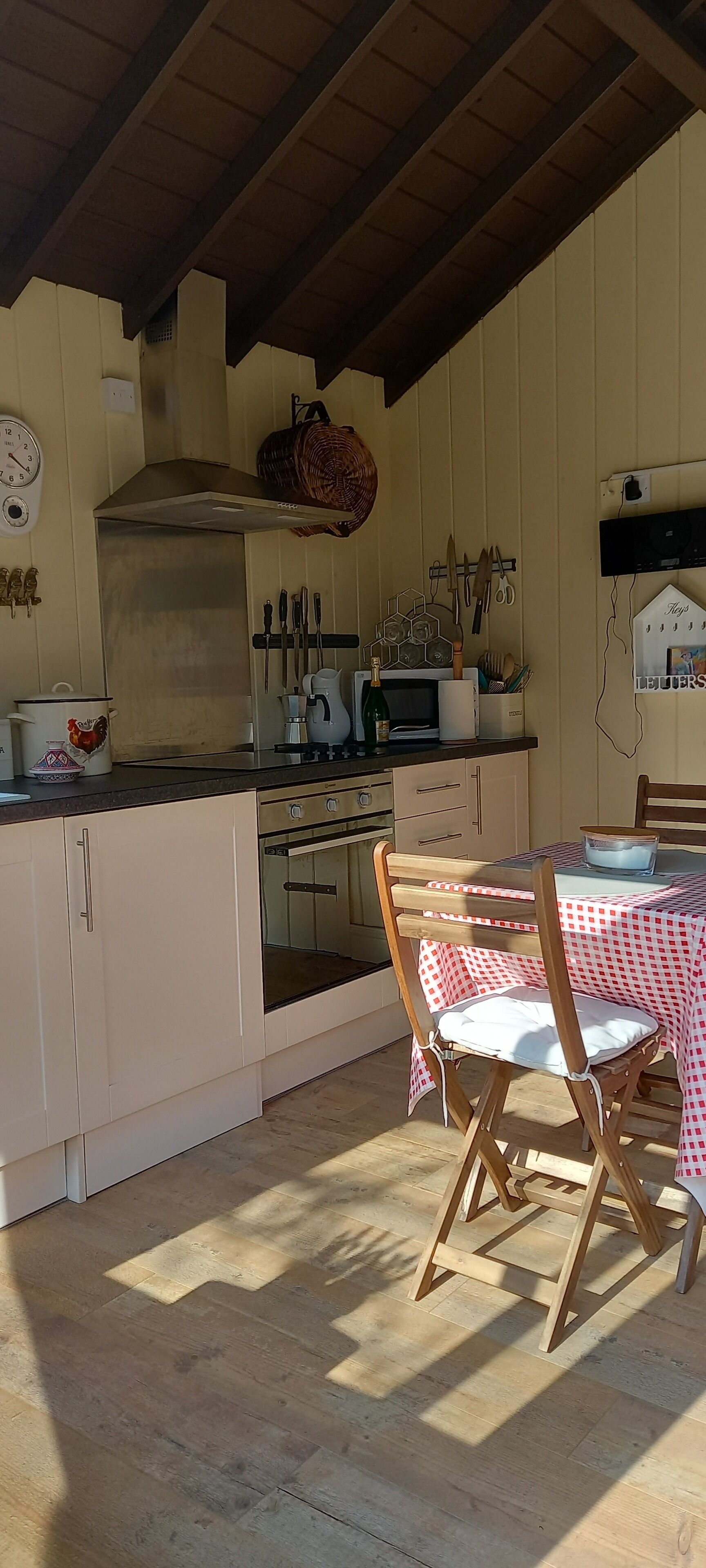 Secluded timber cabin with private garden and wood fired hot tub.