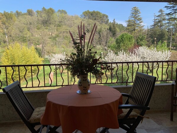 Outdoor dining - Gîte studio with loggia in Venasque en Provence (Venasque)