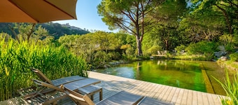 Holiday treehouse "King Louie and Mowgli" with Shared Natural Pool, 2 Private Terraces & Wi-Fi