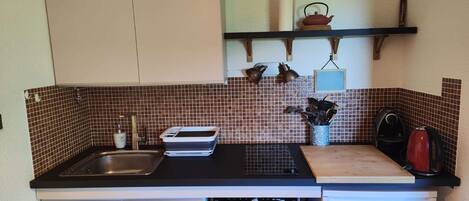 Fridge, oven, cookware/dishes/utensils