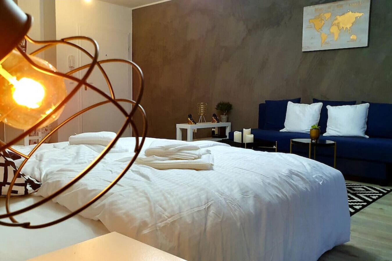 1 bedroom, desk, iron/ironing board, travel cot