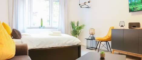 1 bedroom, desk, soundproofing, iron/ironing board