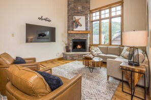 TV, fireplace, foosball